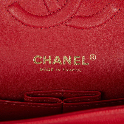 Chanel Medium Classic Double Flap Bag Red Caviar Light Gold Hardware