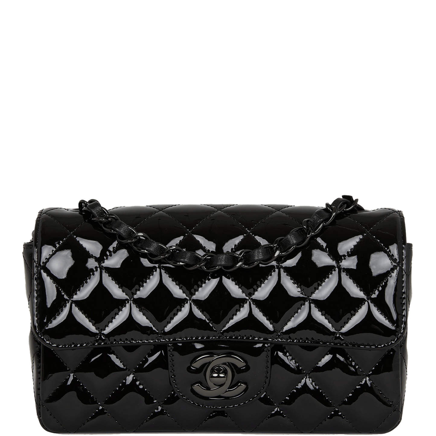 Chanel Mini Rectangular Flap Bag SO Black Patent Black Hardware