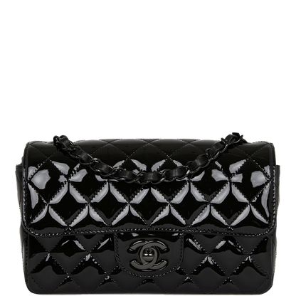 Chanel Mini Rectangular Flap Bag SO Black Patent Black Hardware