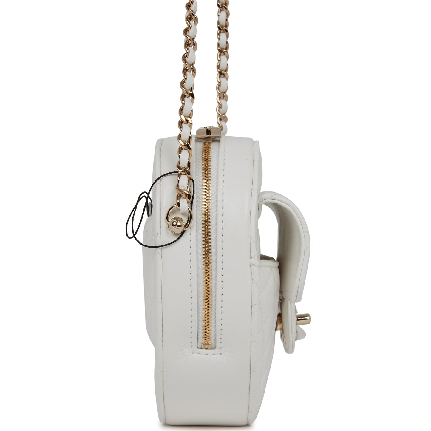 Chanel CC In Love Large Heart Bag White Lambskin Light Gold Hardware