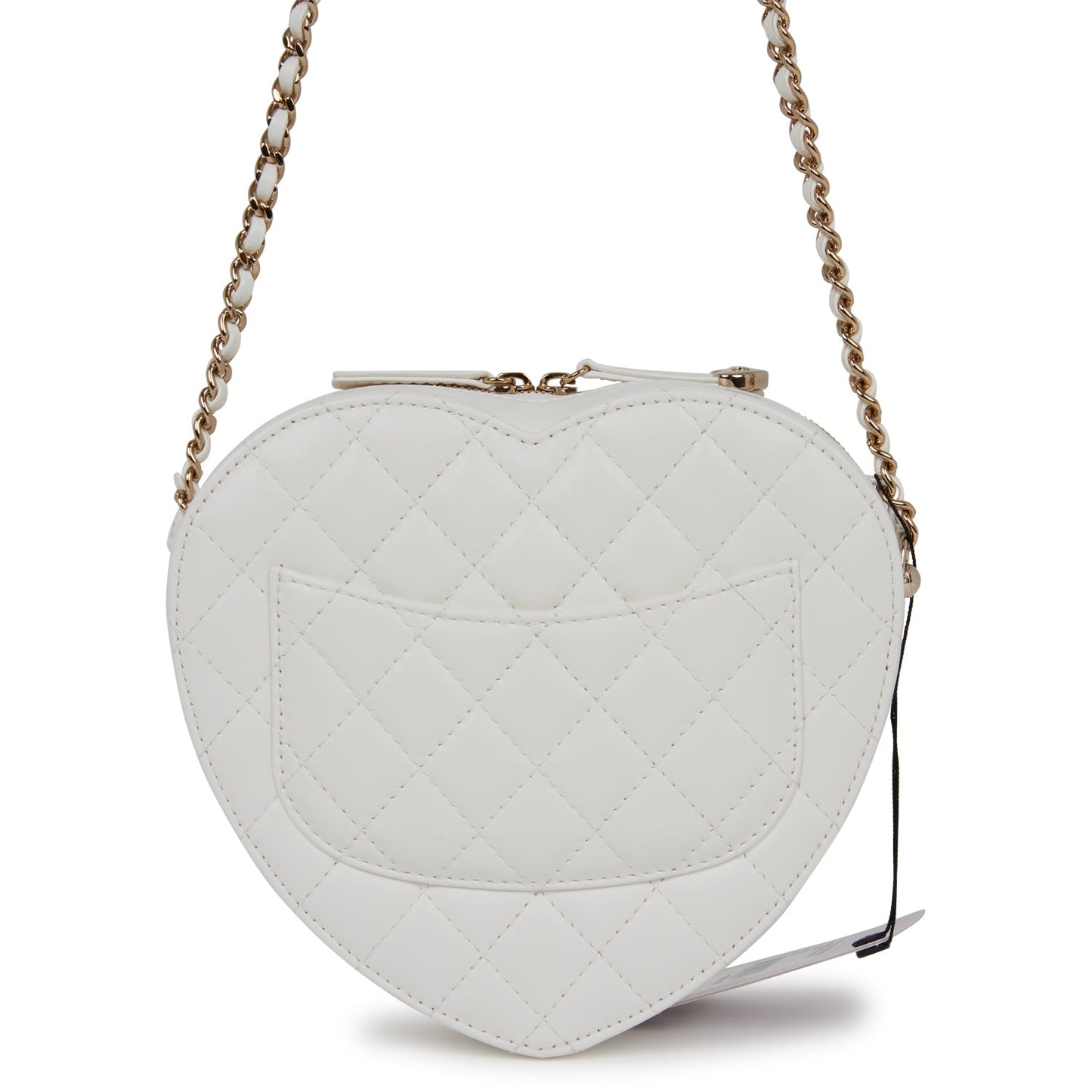 Chanel CC In Love Large Heart Bag White Lambskin Light Gold Hardware