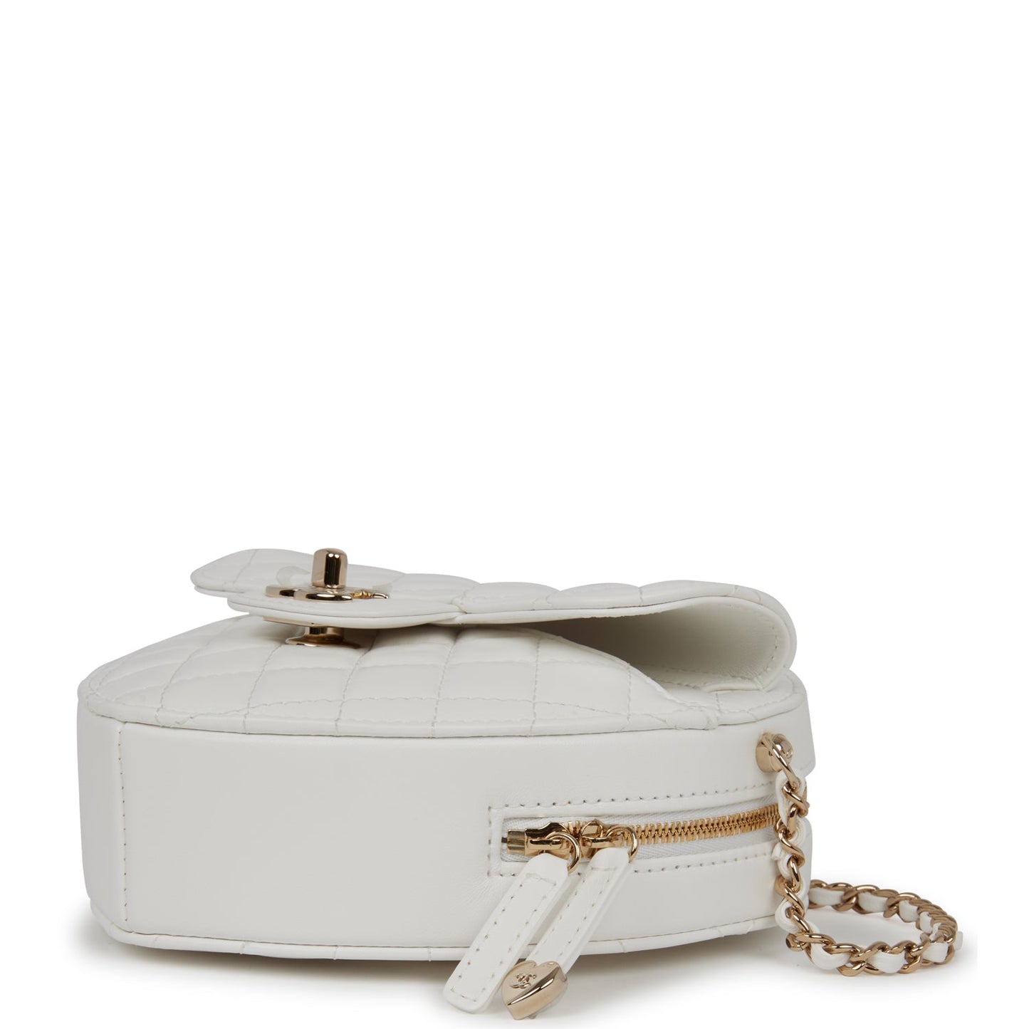 Chanel CC In Love Large Heart Bag White Lambskin Light Gold Hardware