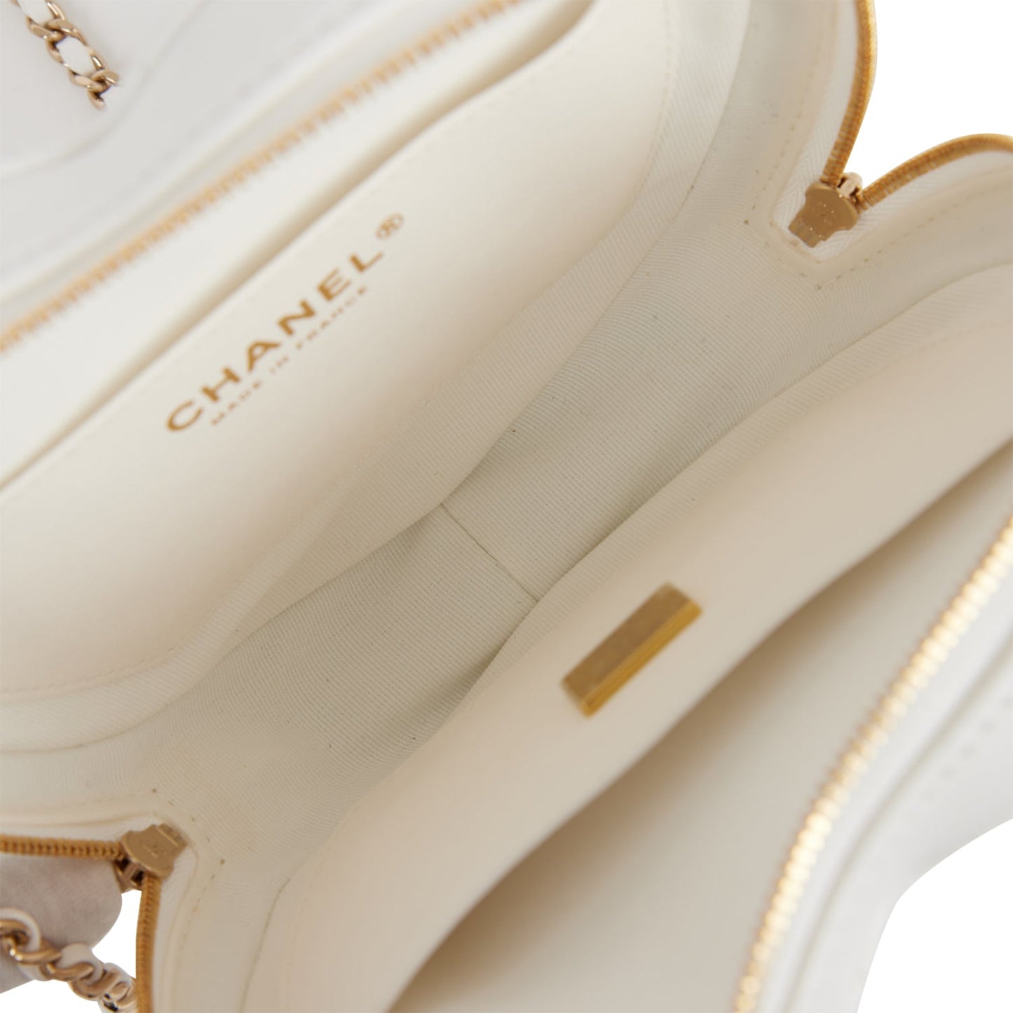 Chanel CC In Love Large Heart Bag White Lambskin Light Gold Hardware