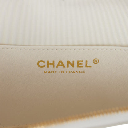 Chanel CC In Love Large Heart Bag White Lambskin Light Gold Hardware