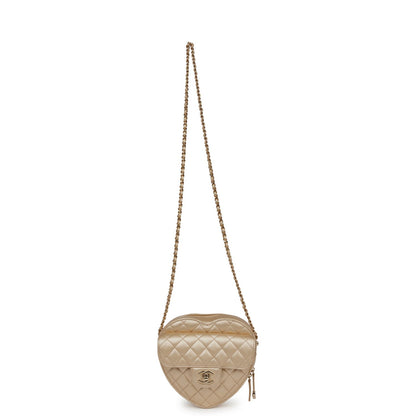 Chanel CC In Love Large Heart Bag Gold Lambskin Light Gold Hardware