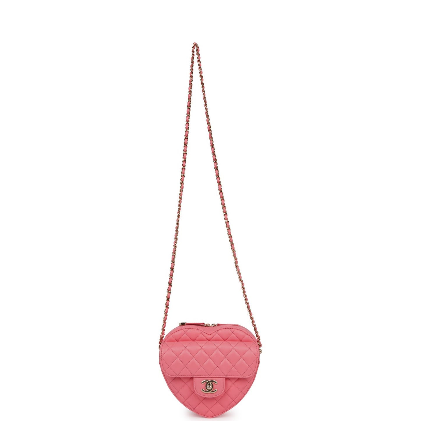 Chanel CC In Love Large Heart Bag Pink Lambskin Light Gold Hardware