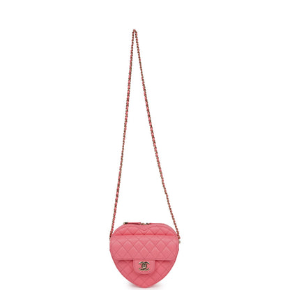 Chanel CC In Love Large Heart Bag Pink Lambskin Light Gold Hardware