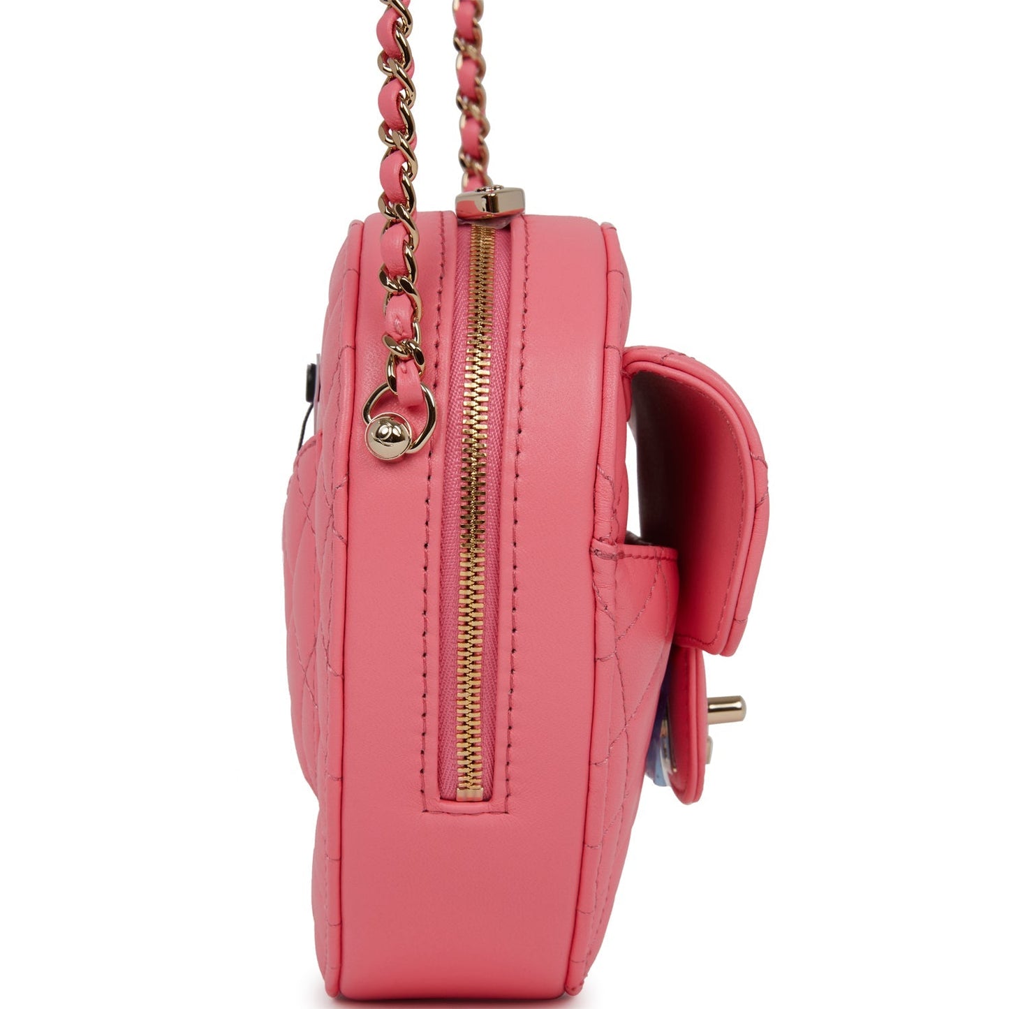 Chanel CC In Love Large Heart Bag Pink Lambskin Light Gold Hardware
