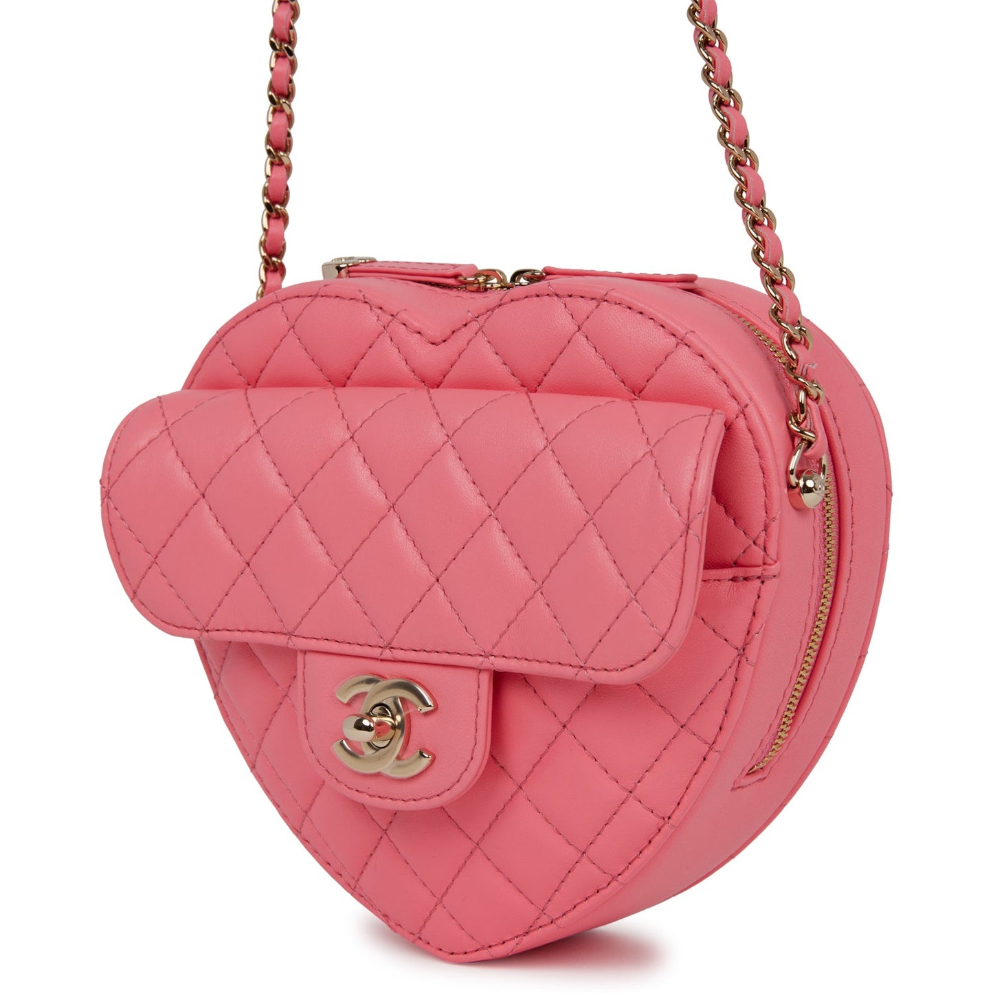 Chanel CC In Love Large Heart Bag Pink Lambskin Light Gold Hardware
