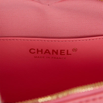 Chanel CC In Love Large Heart Bag Pink Lambskin Light Gold Hardware