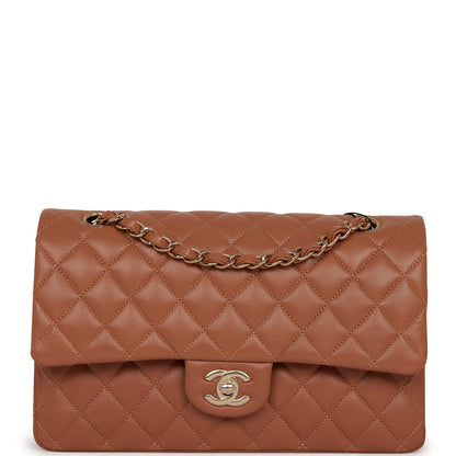 Chanel Medium Classic Double Flap Bag Caramel Lambskin Light Gold Hardware