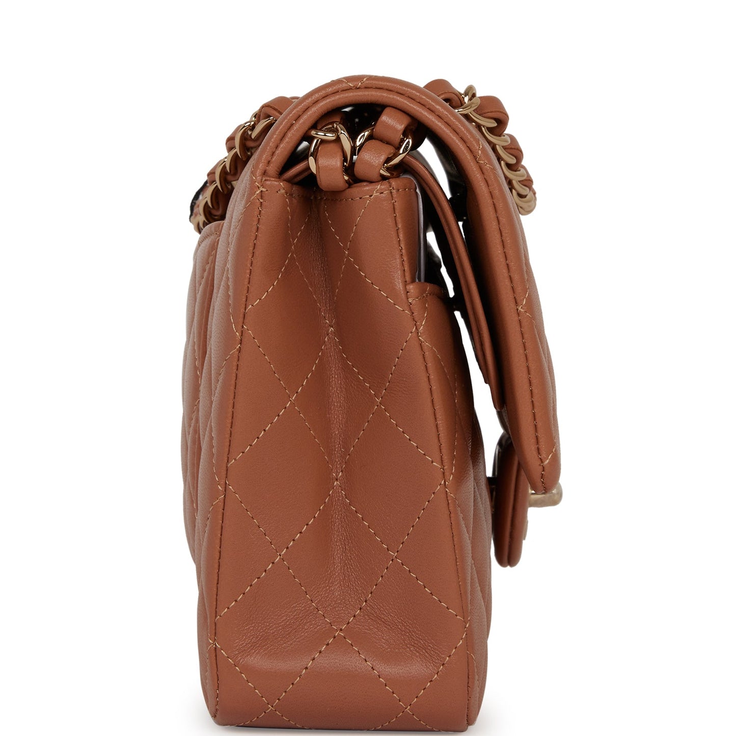 Chanel Medium Classic Double Flap Bag Caramel Lambskin Light Gold Hardware
