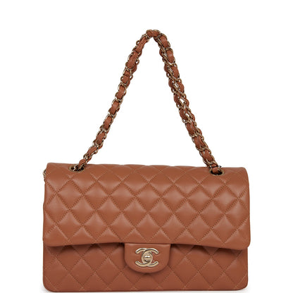 Chanel Medium Classic Double Flap Bag Caramel Lambskin Light Gold Hardware