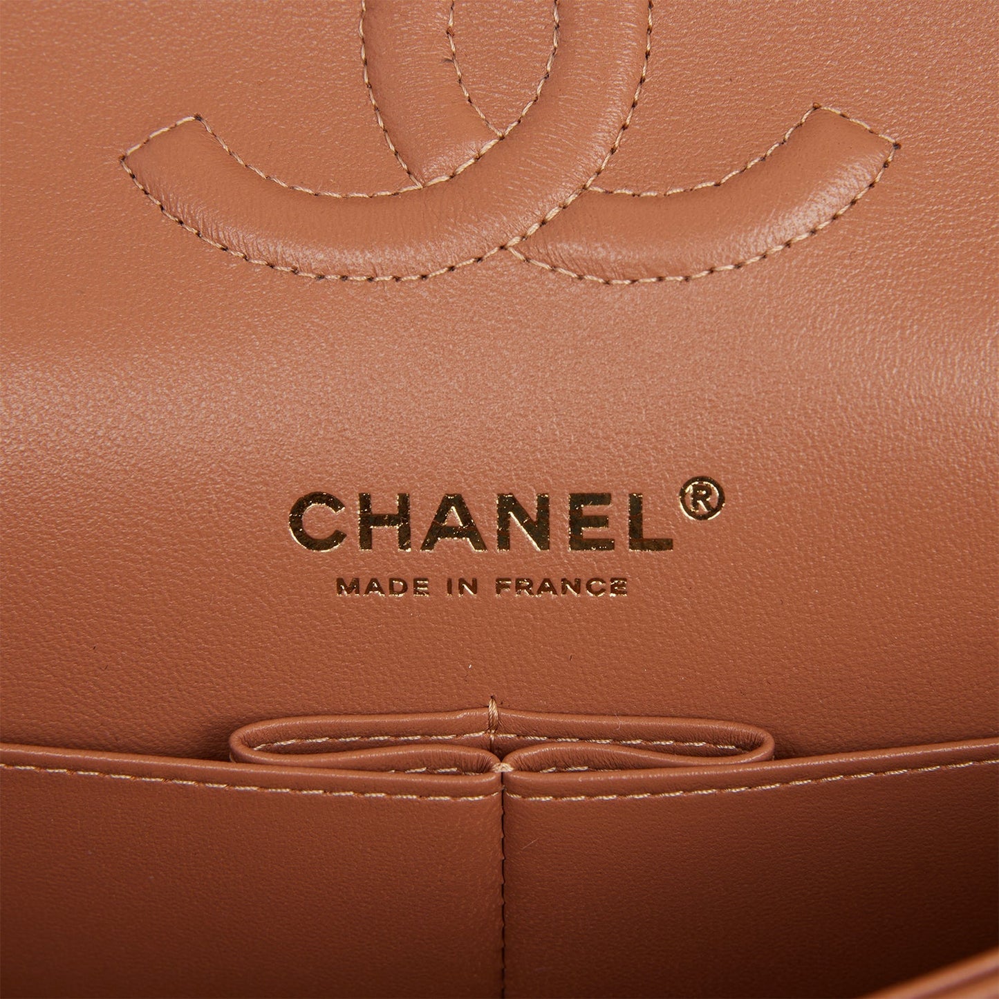 Chanel Medium Classic Double Flap Bag Caramel Lambskin Light Gold Hardware