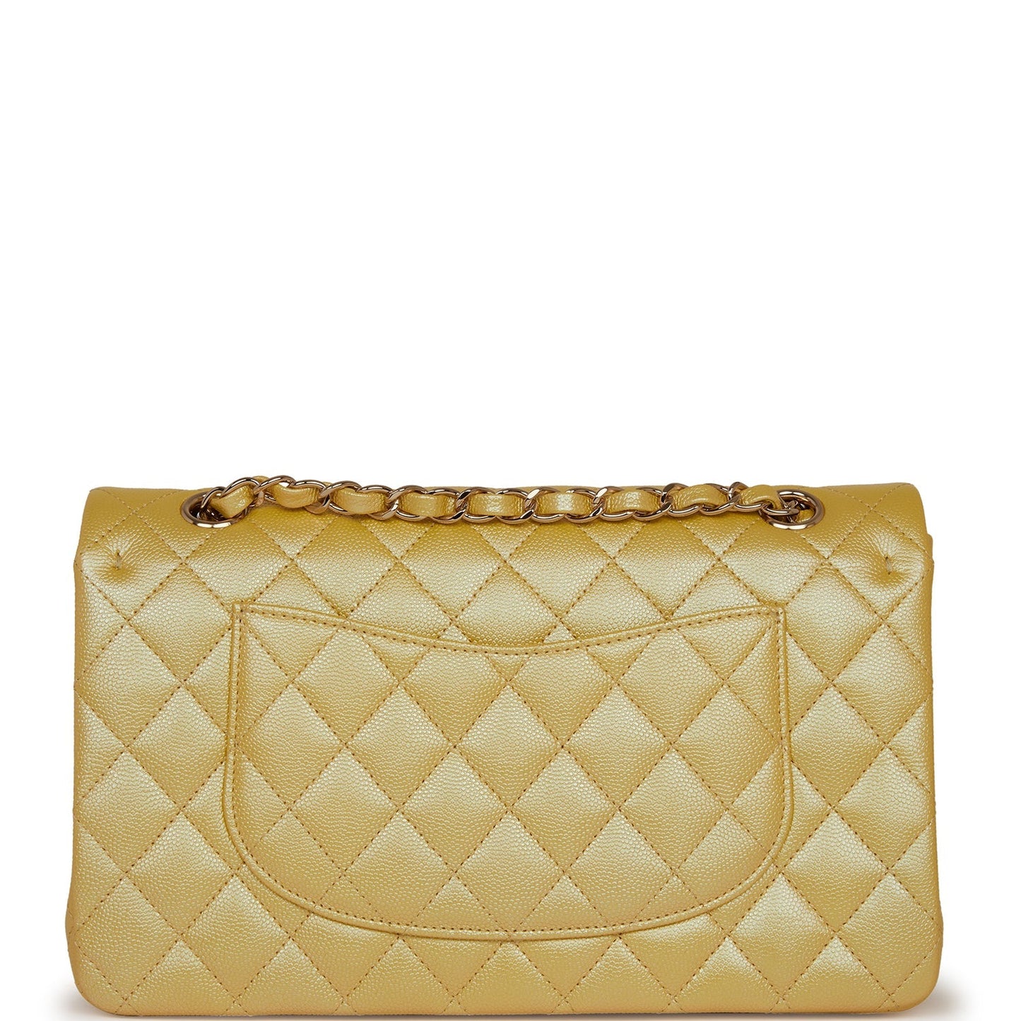 Chanel Medium Classic Double Flap Bag Yellow Iridescent Caviar Light Gold Hardware
