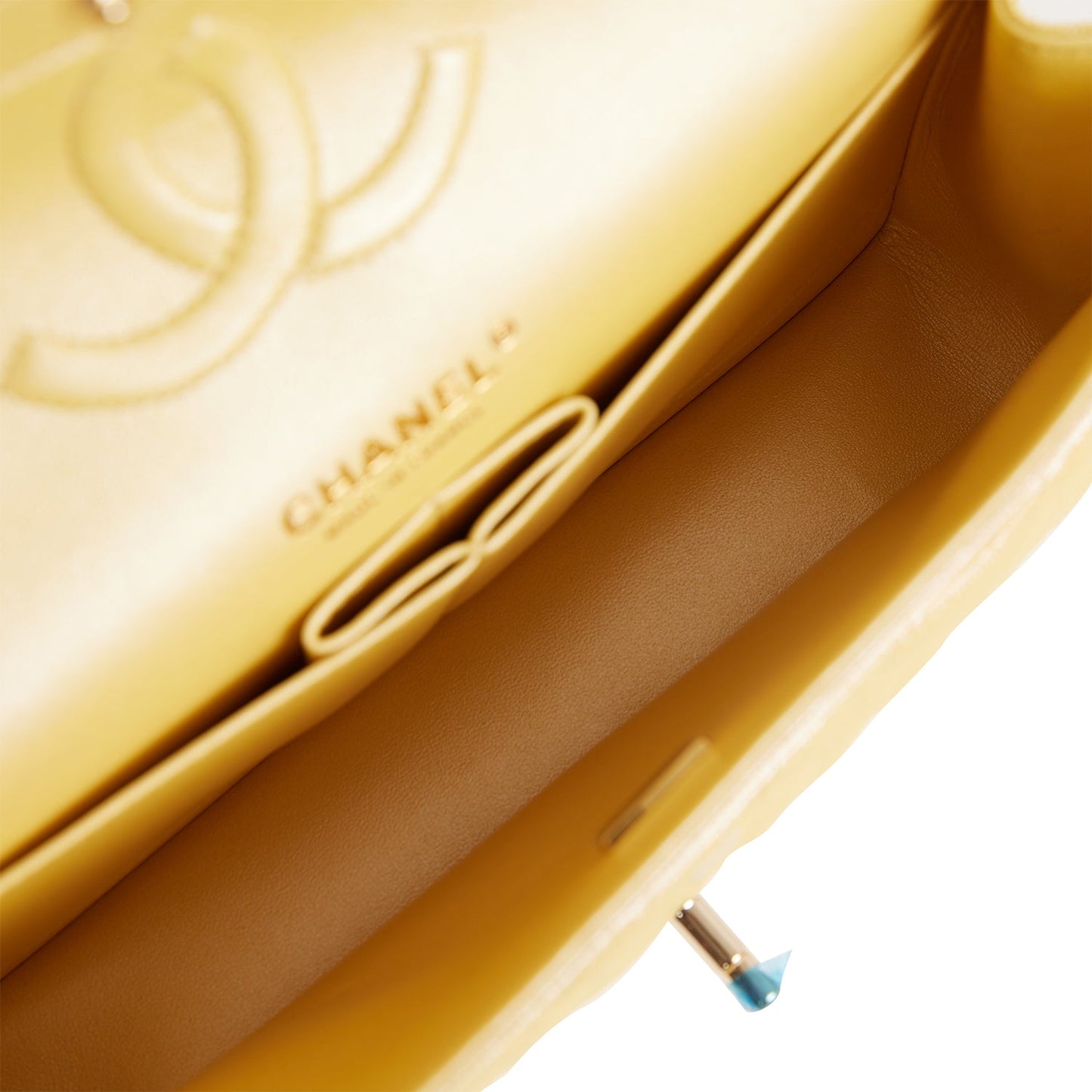 Chanel Medium Classic Double Flap Bag Yellow Iridescent Caviar Light Gold Hardware