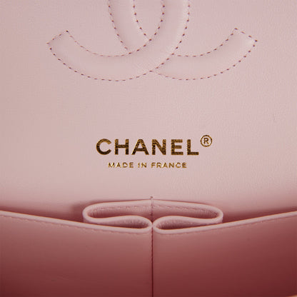 Chanel Medium Classic Double Flap Bag Light Pink Caviar Light Gold Hardware