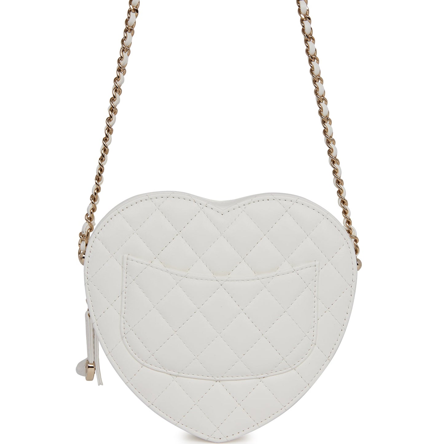 Chanel CC In Love Large Heart Bag White Lambskin Light Gold Hardware