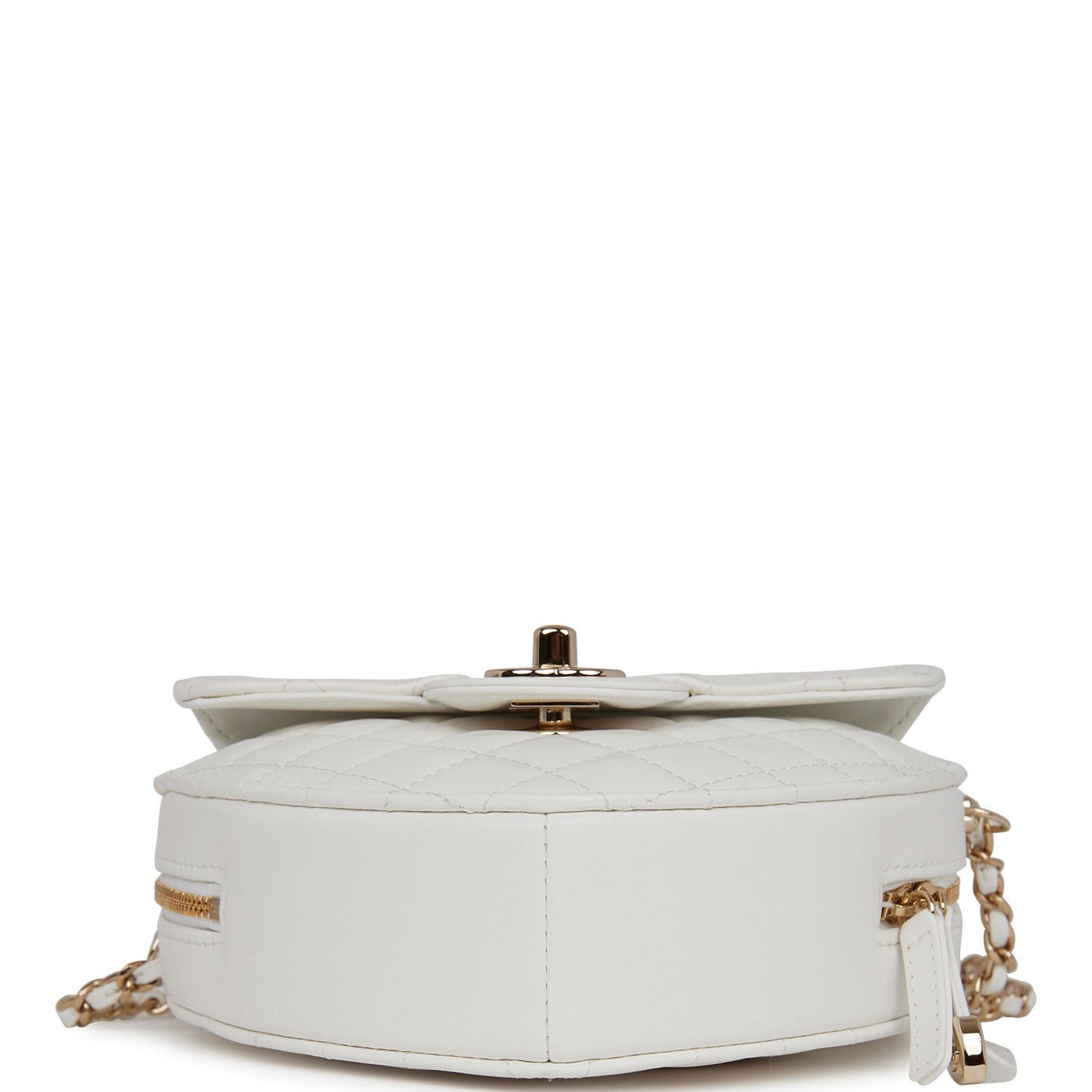 Chanel CC In Love Large Heart Bag White Lambskin Light Gold Hardware