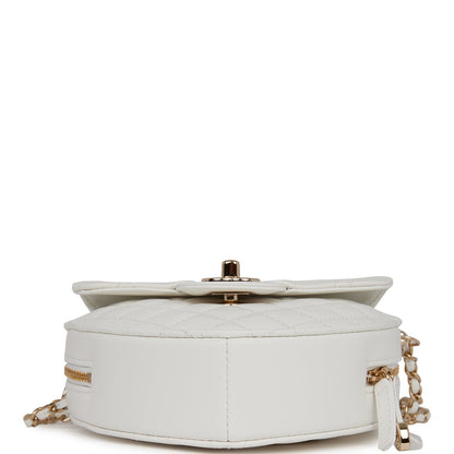 Chanel CC In Love Large Heart Bag White Lambskin Light Gold Hardware
