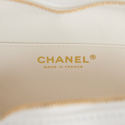 Chanel CC In Love Large Heart Bag White Lambskin Light Gold Hardware