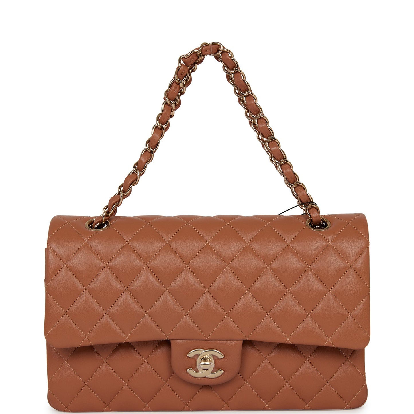Chanel Medium Classic Double Flap Bag Caramel Lambskin Light Gold Hardware