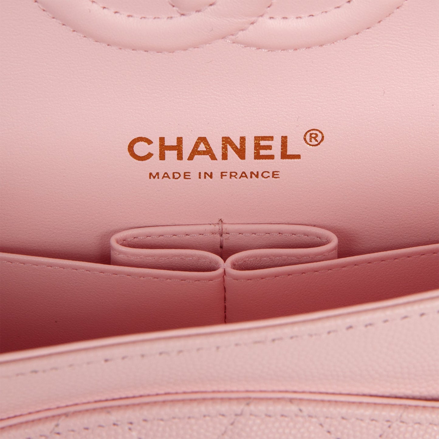 Chanel Medium Classic Double Flap Bag Light Pink Caviar Light Gold Hardware