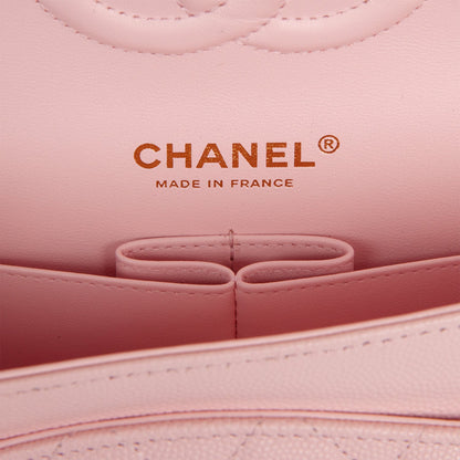 Chanel Medium Classic Double Flap Bag Light Pink Caviar Light Gold Hardware