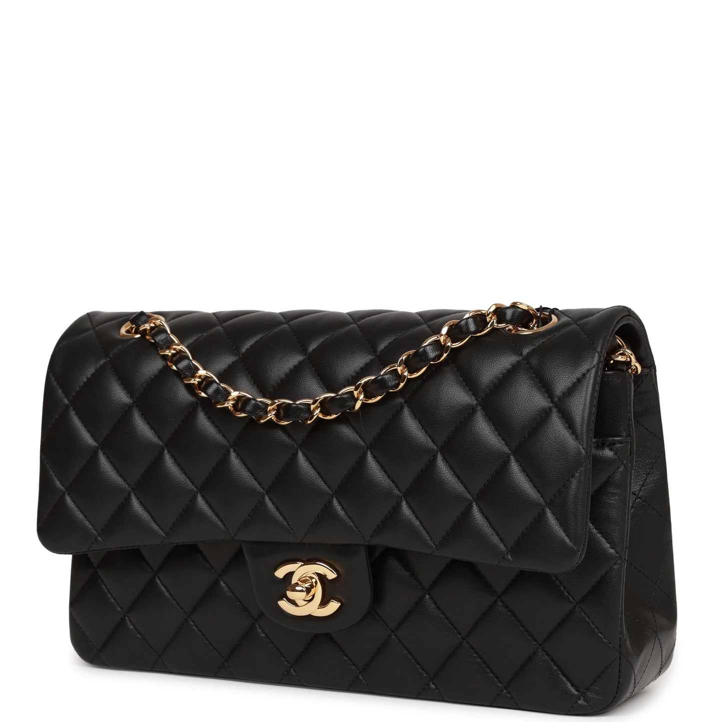 Chanel Medium Classic Double Flap Bag Black Lambskin Gold Hardware