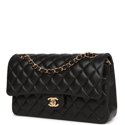 Chanel Medium Classic Double Flap Bag Black Lambskin Gold Hardware