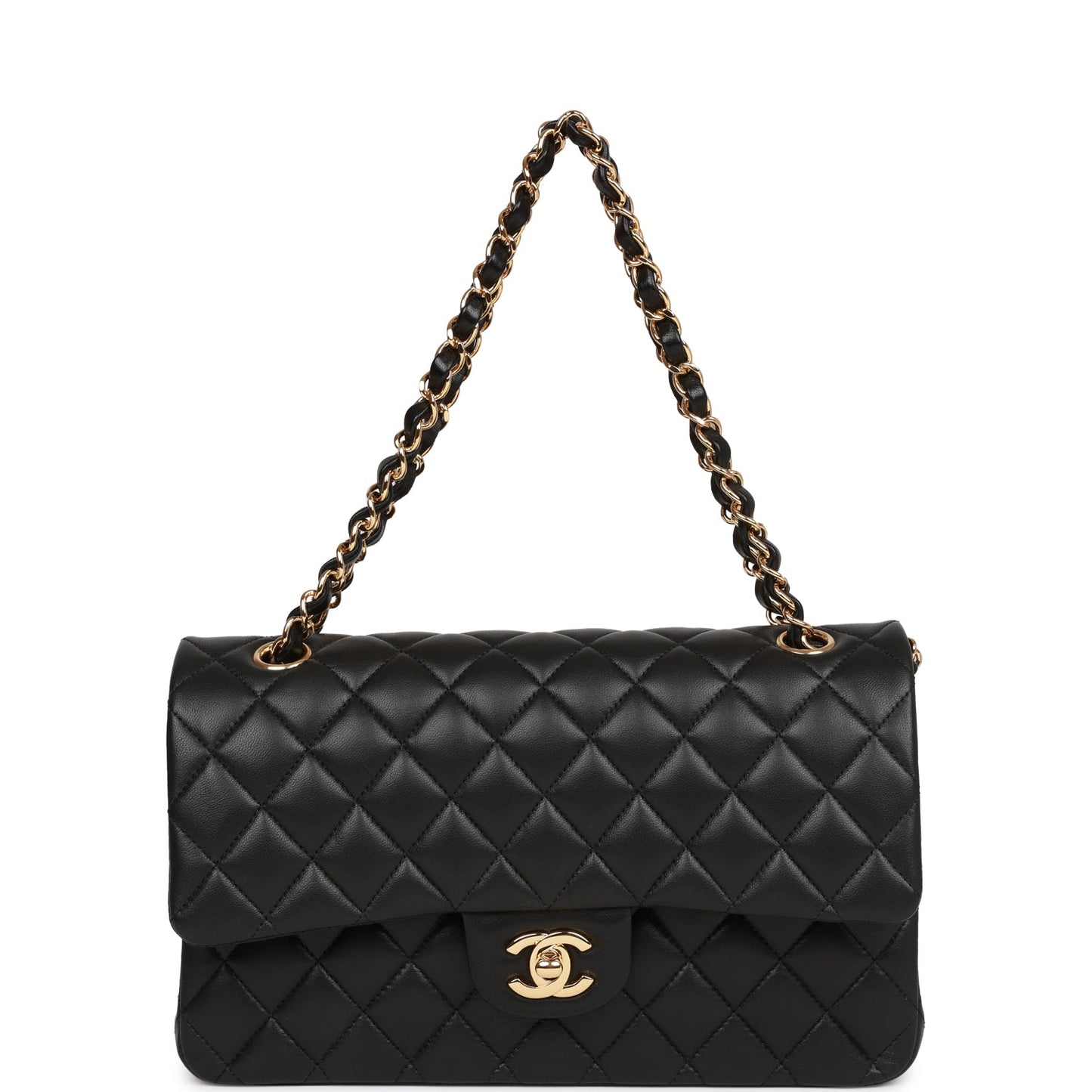 Chanel Medium Classic Double Flap Bag Black Lambskin Gold Hardware