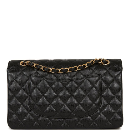 Chanel Medium Classic Double Flap Bag Black Quilted Caviar Gold Hardware