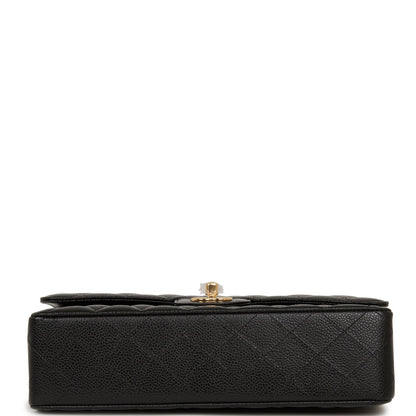 Chanel Medium Classic Double Flap Bag Black Quilted Caviar Gold Hardware