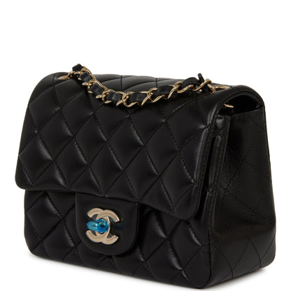 Chanel Mini Square Flap Bag Black Lambskin Light Gold Hardware