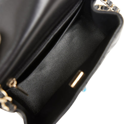 Chanel Mini Square Flap Bag Black Lambskin Light Gold Hardware
