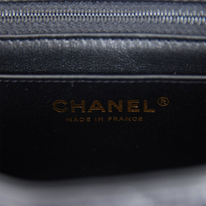 Chanel Mini Square Flap Bag Black Lambskin Light Gold Hardware