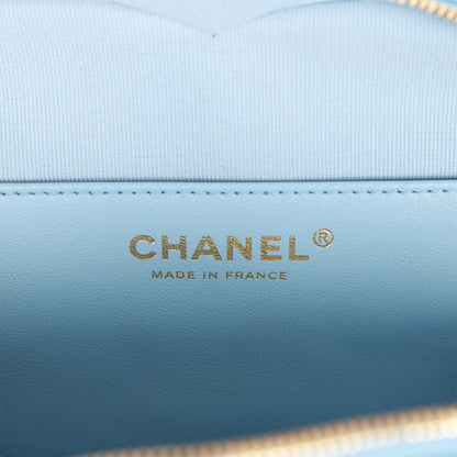 Chanel CC In Love Large Heart Bag Blue Lambskin Light Gold Hardware