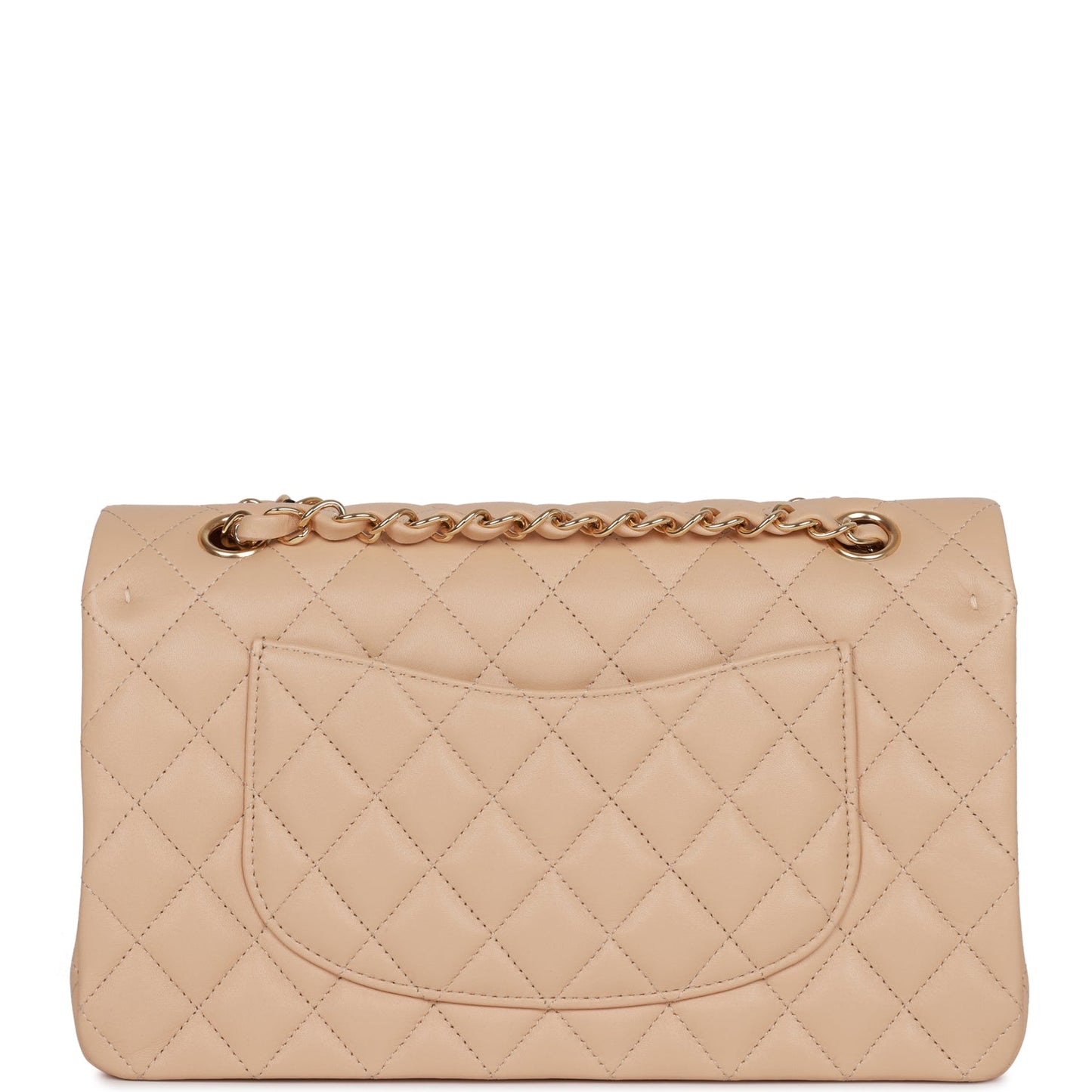 Chanel Medium Classic Double Flap Bag Beige Lambskin Light Gold Hardware