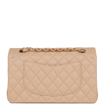 Chanel Medium Classic Double Flap Bag Beige Lambskin Light Gold Hardware