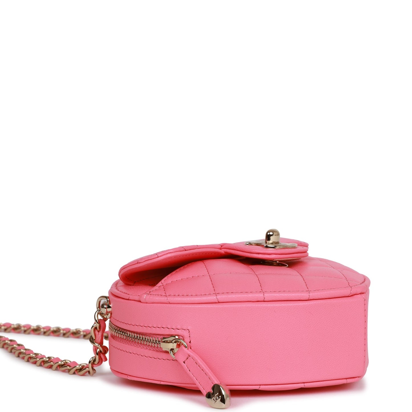 Chanel CC In Love Heart Necklace Bag Pink Lambskin Light Gold Hardware