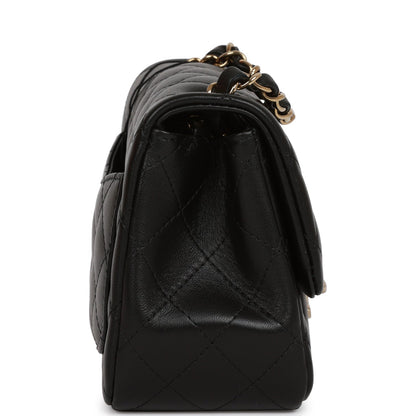 Chanel Mini Square Flap Bag Black Lambskin Light Gold Hardware