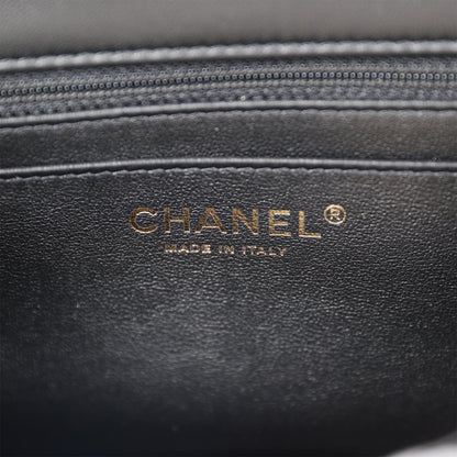 Chanel Mini Square Flap Bag Black Lambskin Light Gold Hardware