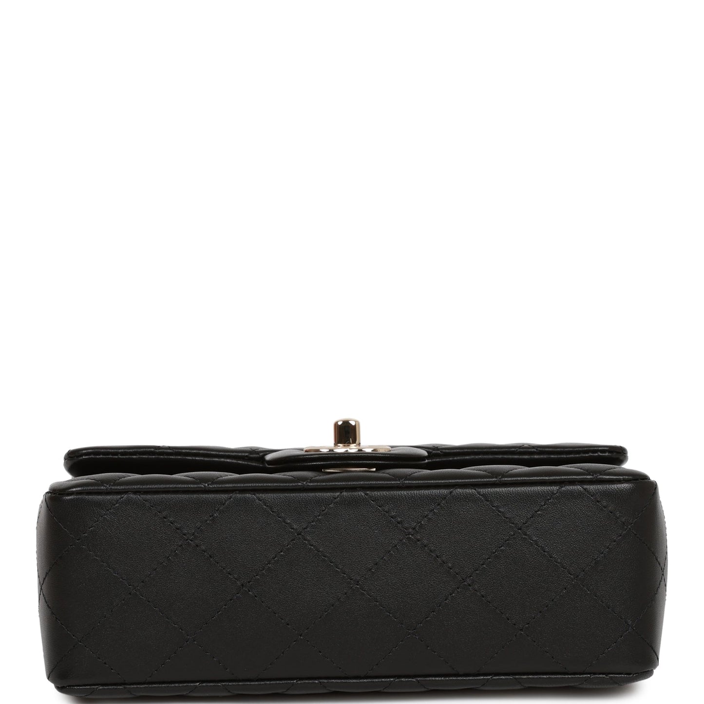 Chanel Mini Rectangular Flap Bag Black Lambskin Light Gold Hardware