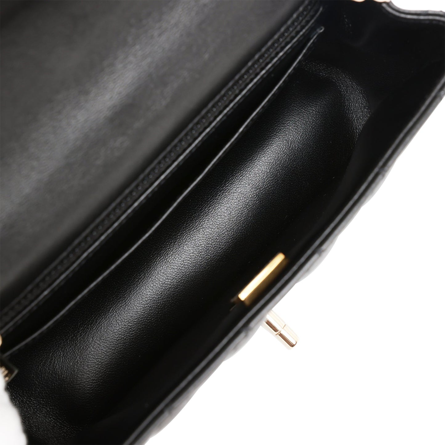 Chanel Mini Rectangular Flap Bag Black Lambskin Light Gold Hardware
