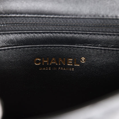 Chanel Mini Rectangular Flap Bag Black Lambskin Light Gold Hardware
