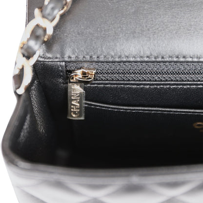 Chanel Mini Rectangular Flap Bag Black Lambskin Light Gold Hardware