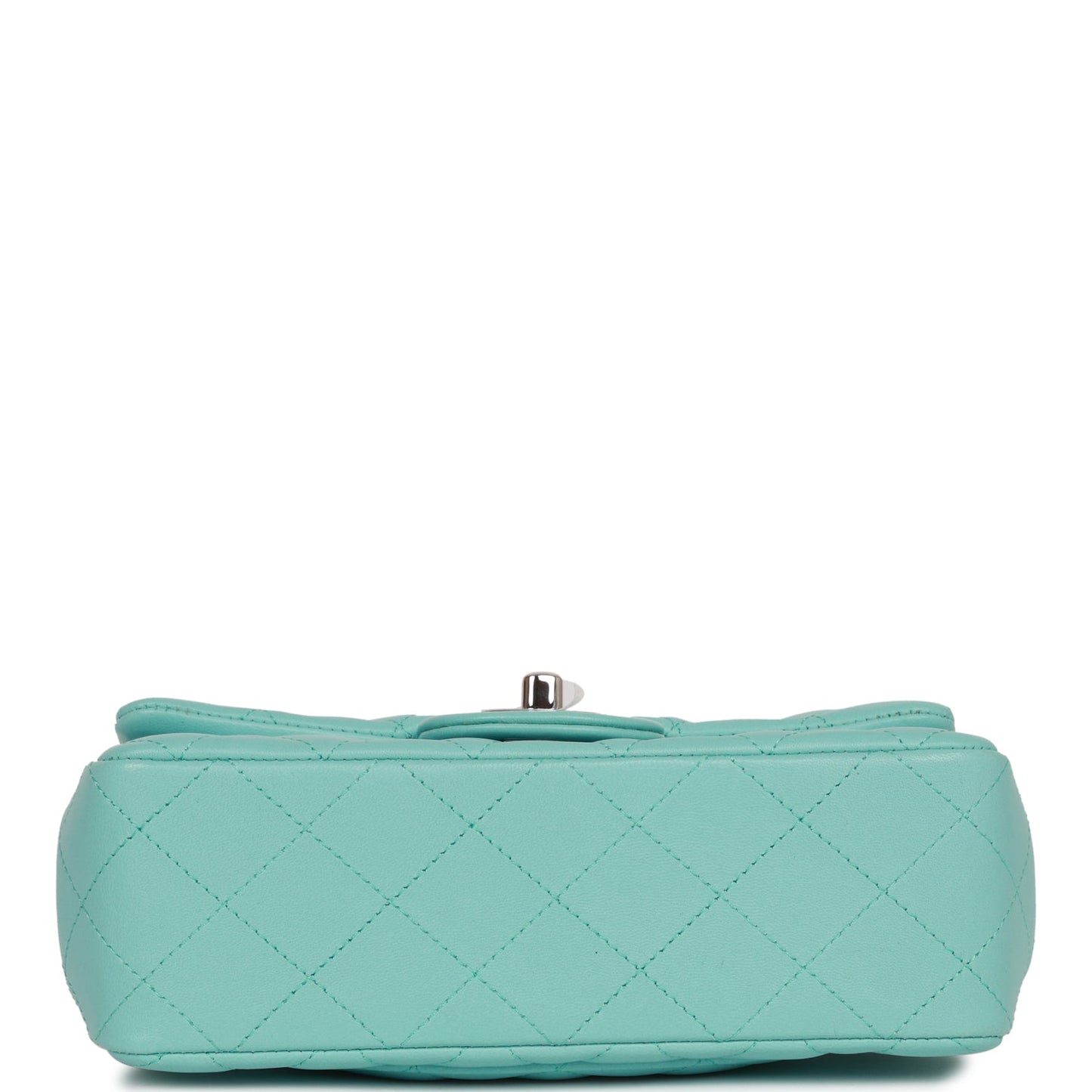 Chanel Mini Rectangular Flap Bag Turquoise Lambskin Silver Hardware