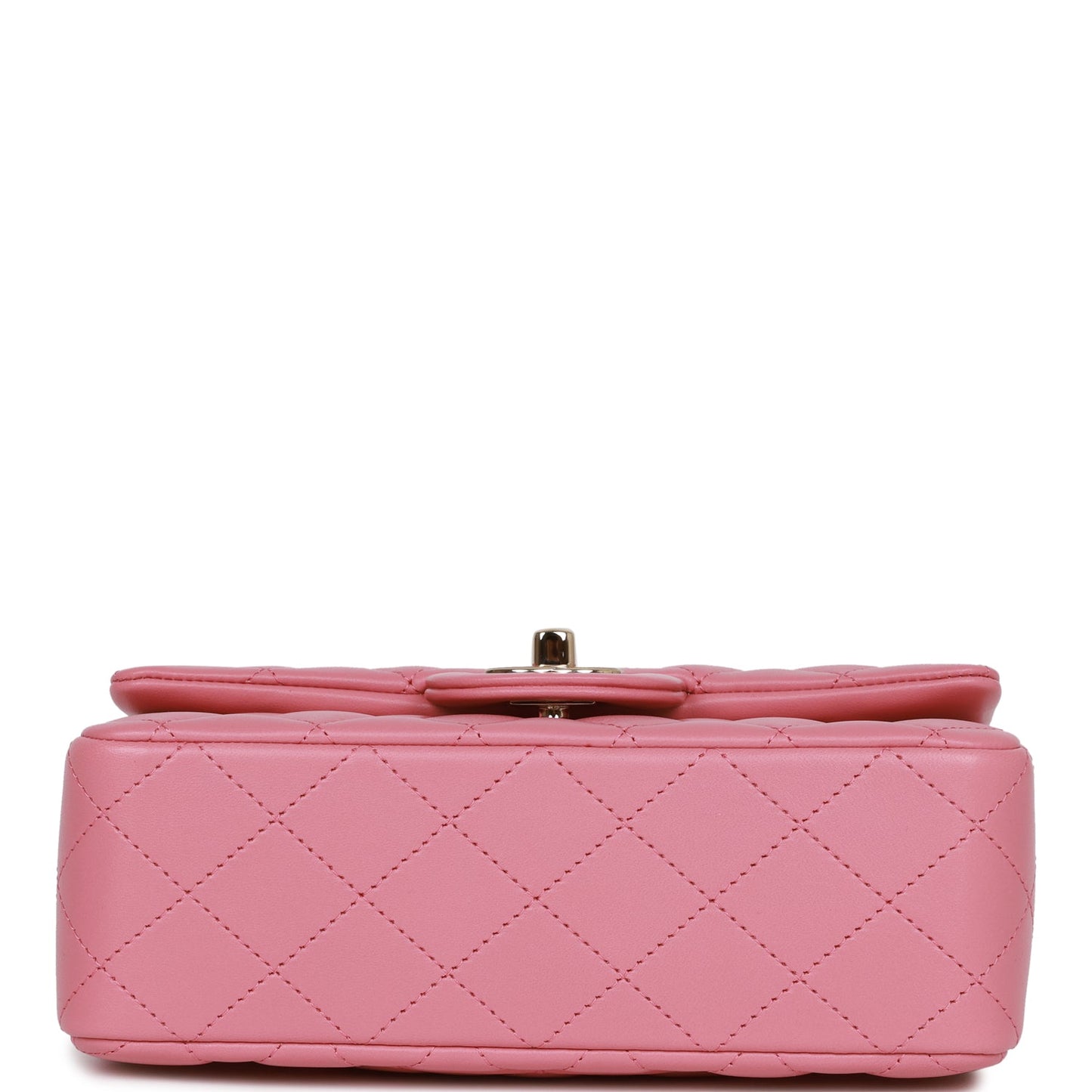 Chanel Mini Rectangular Flap with Top Handle Dark Pink Lambskin Light Gold Hardware