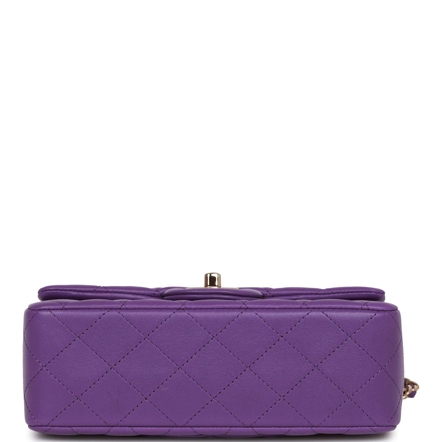 Chanel Mini Rectangular Flap with Top Handle Purple Lambskin Light Gold Hardware
