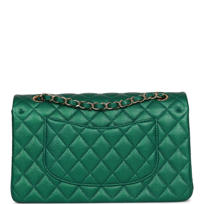 Chanel Medium Classic Double Flap Bag Green Metallic Caviar Light Gold Hardware